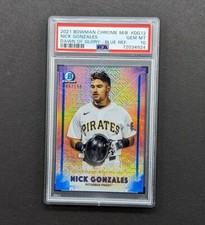 Nick Gonzales 2021 Bowman Chrome #DG12 Blue Dawn of Glory Mojo SP #d/150 PSA 10