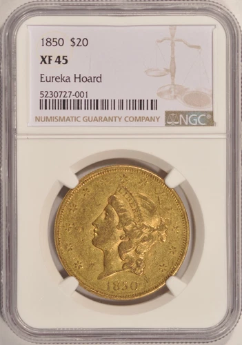 1850 $20 Liberty Gold Double Eagle Coin NGC XF45 Popular 1st Year of Issue