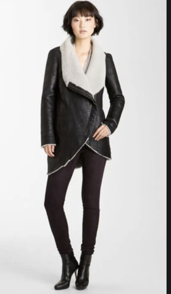 HELMUT LANG $2,195  Weathered Brown Lamb Shearling Jacket Coat Sz P or XS image 2