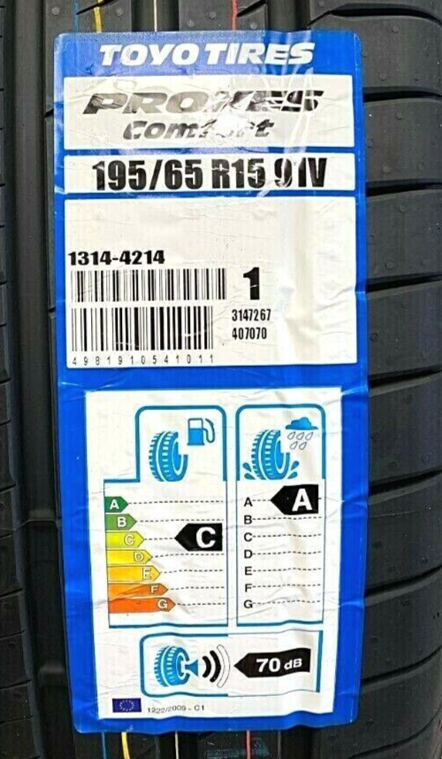 X2 195 65 15 TOYO PROXES COMFORT AMAZING C,A RATED QUALITY TYRES