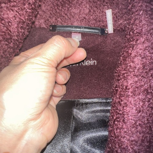 Abrigo envolvente de cuello chal con cinturón para mujer Calvin Klein mezcla de lana talla 6 NUEVO - Imagen 10 de 10