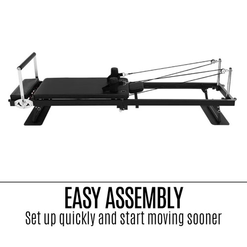 Fortis Foldable Pilates Reformer Machine Gym Exercise Fitness Home Workout Black - Picture 11 of 12