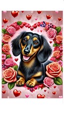 Dachshund Black/Tan LH Valentine's Day Flag