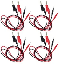 4 Red and 4 Black Banana Plug to Test Pin Leads, 36" Length