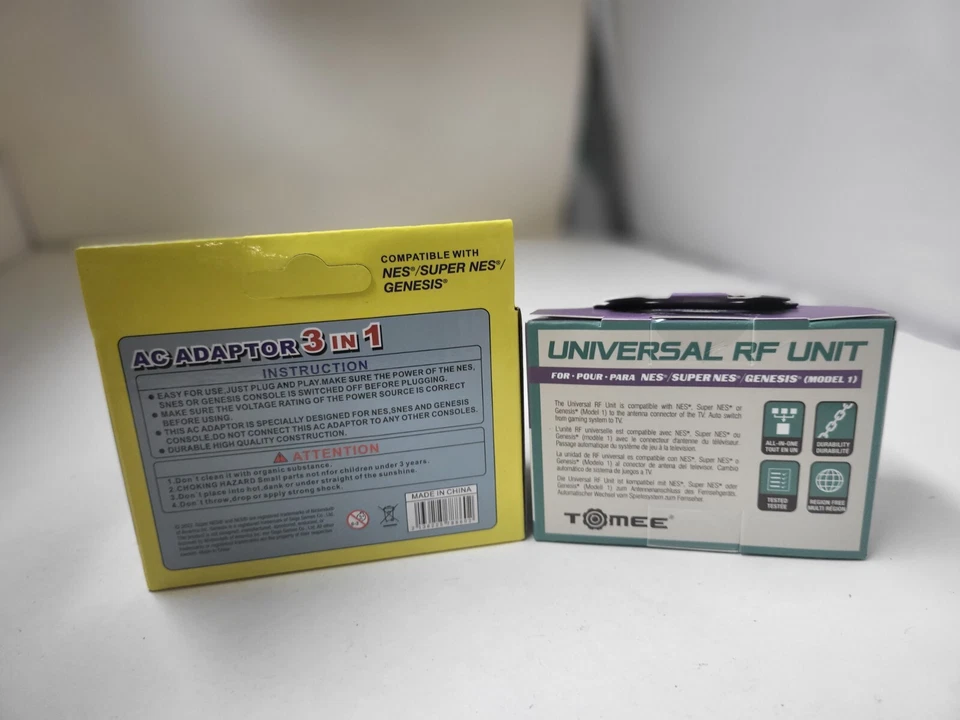 RF RFU Cable TV Switch BOX+ AC Power Adapter for 8 Bit NES Nintendo NEW IN BOXES - Image 2 of 3