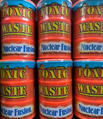 (6) Toxic Waste Nuclear Fusion Sour Candy Drums 1.7 oz Free Shipping