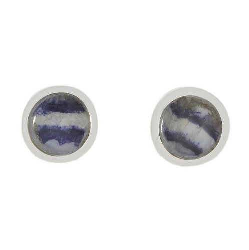 Derbyshire Blue John Earrings Sterling Silver Small Round Stud DBJ209