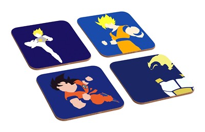 Dragon Ball Z Awesome Goku Vegeta Artwork - 4 Stück Holzuntersetzer Set