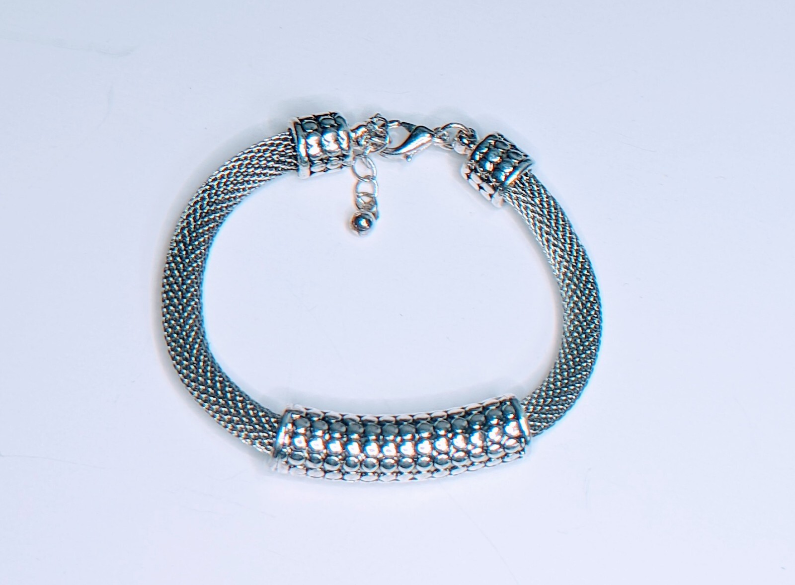 Silvertone Rolled Mesh Statement Bracelet - image 4