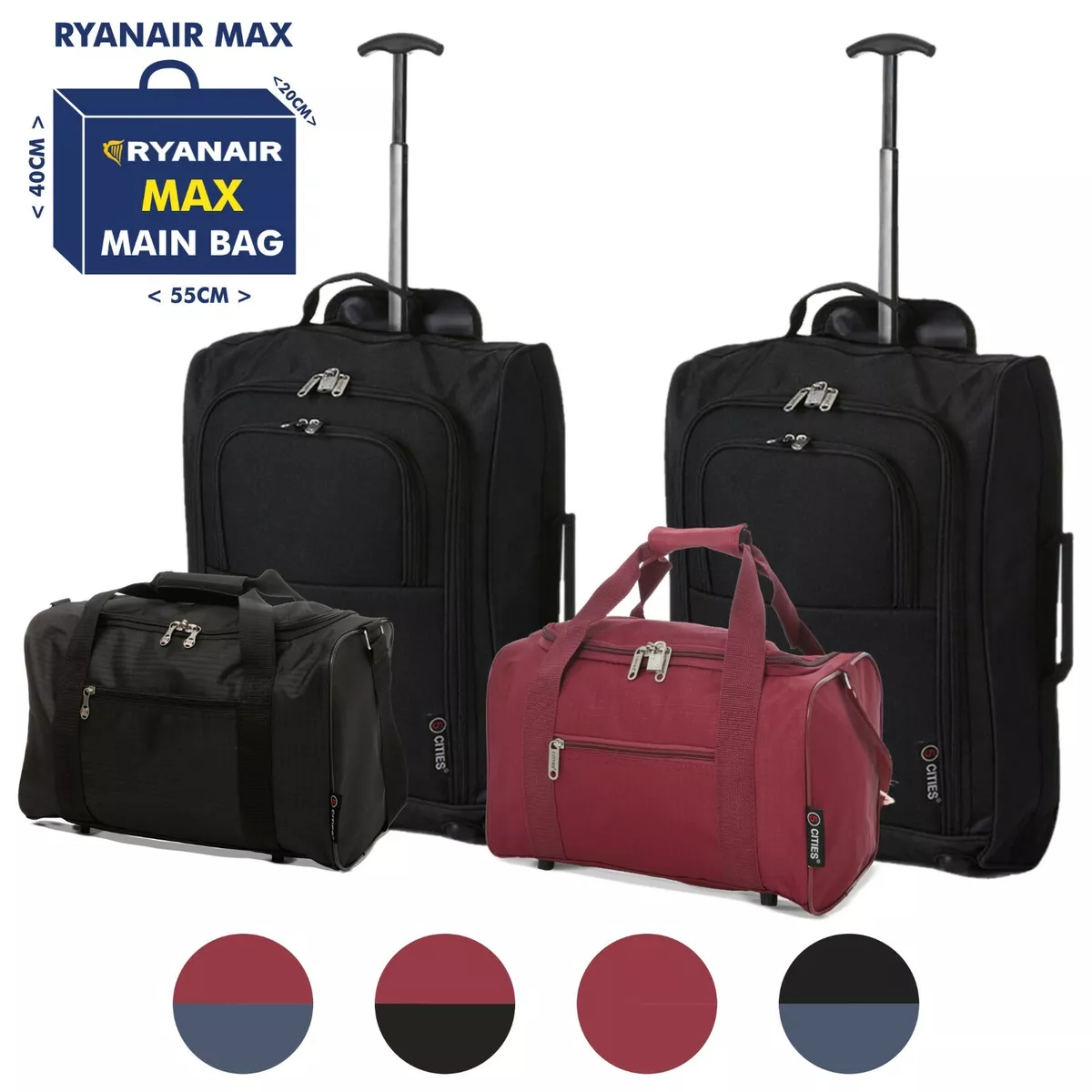 Bolso de cabina equipaje de mano 4 ruedas maleta Ryanair Easyjet 55x40x20  56x45x