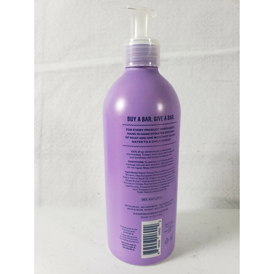 Jabón de manos vegano lavanda mano a mano sin aceite de palma 10 oz sostenible Foto 4 de 4