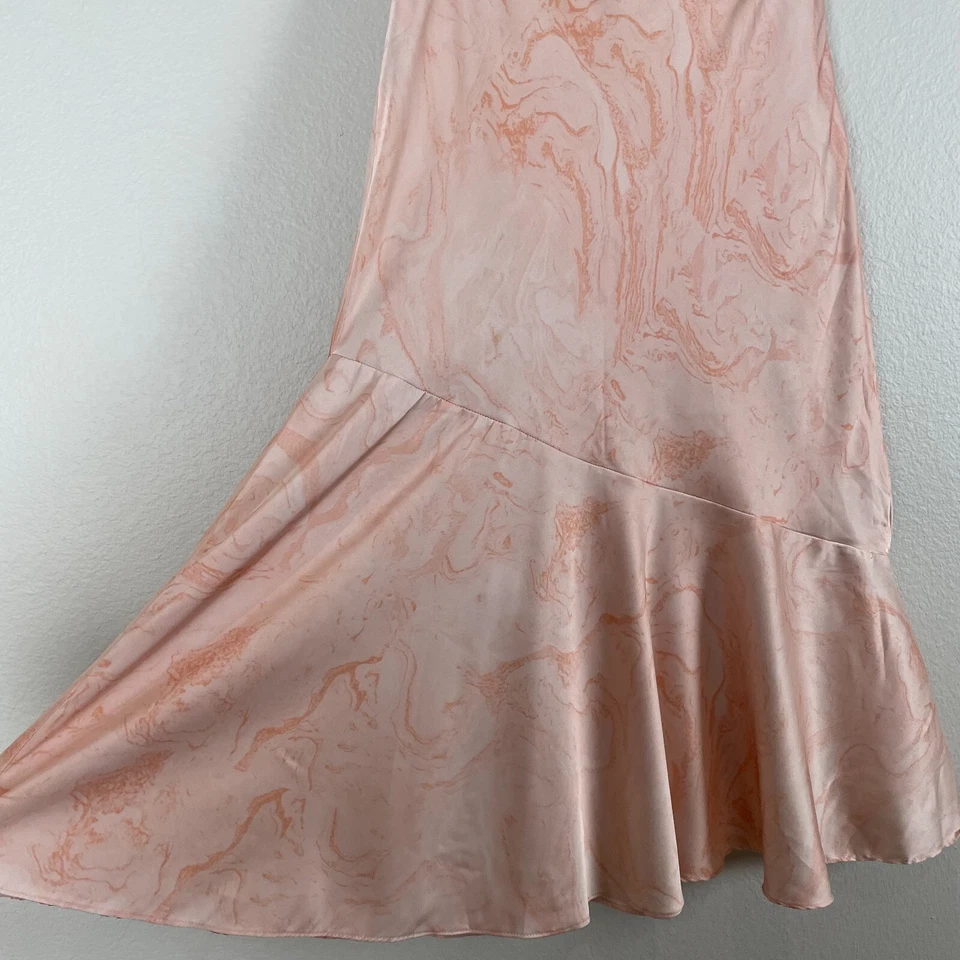 Anthropologie Hutch Womens Size 6 Pink Marble Trumpet Midi Skirt Satin - Image 4 of 4