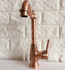 Antique Red Copper Brass Bath Kitchen Bar Vessel Sink Swivel Faucet Tap snf399