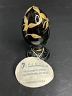 Fenton Glass Hand Painted Pedestal Egg (821/2500) - Vintage, Black/Gold