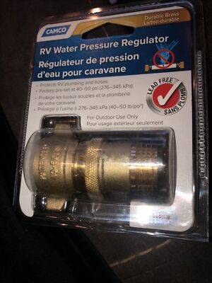 #ad Camco RV Brass Water Pressure Regulator Protects RV Plumbing 40055 40 50 PSI New $6.99