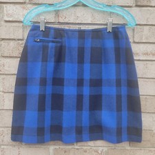 Vintage Limited America Black  Blue Plaid Mini Skirt - Size 6   MADE IN ITALY
