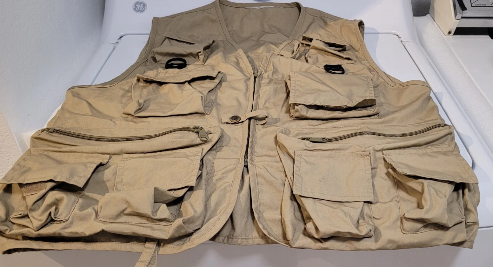 Sportswear Fisherman's Vest Multi-Pocket Khaki Utility Men's L/XL