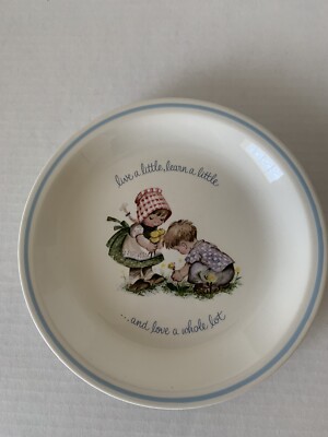 Vtg Rusties Plate Dish By Brownie Made In England Boy & Girl Flower Picking Love