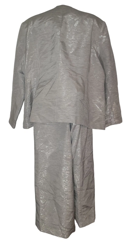 Vtg MOSHITA COUTURE Sz 24W Women's Silver Sparkle Beaded 2 Piece SKIRT SUIT  - Image 2 of 4