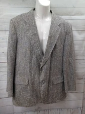 Towncraft Sport Coat Blazer Suit Jacket Silk Gray Herringbone Size 44S