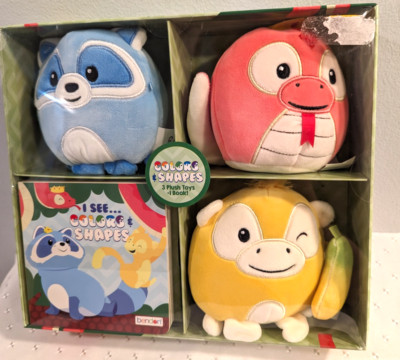 Gift Set-Book Colors & Shapes-3 Plush Toy/Riley Raccoon/Milo Monkey Simon Snake