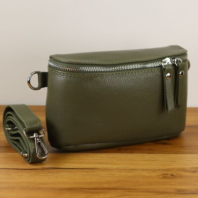 Bauchtasche Leder Damen, Umhängetasche mit Ledergürtel und Gemusterter Gürtel
