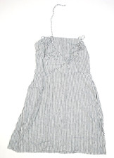 Old Navy Fit & Flare Matching Tie Strap Cami Mini Dress Blue Stripe Women L Tall