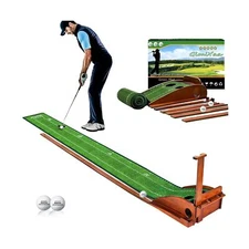 Golf Putting mat Green Indoor and Outdoor with Auto Ball Return,Game Practice...
