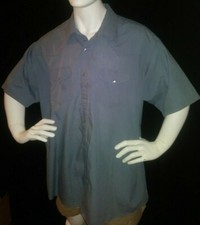 Blue SHEPLERS Western Shirt 18-1/2, Short Sleeve/Pearl Snaps 5 Western Cards