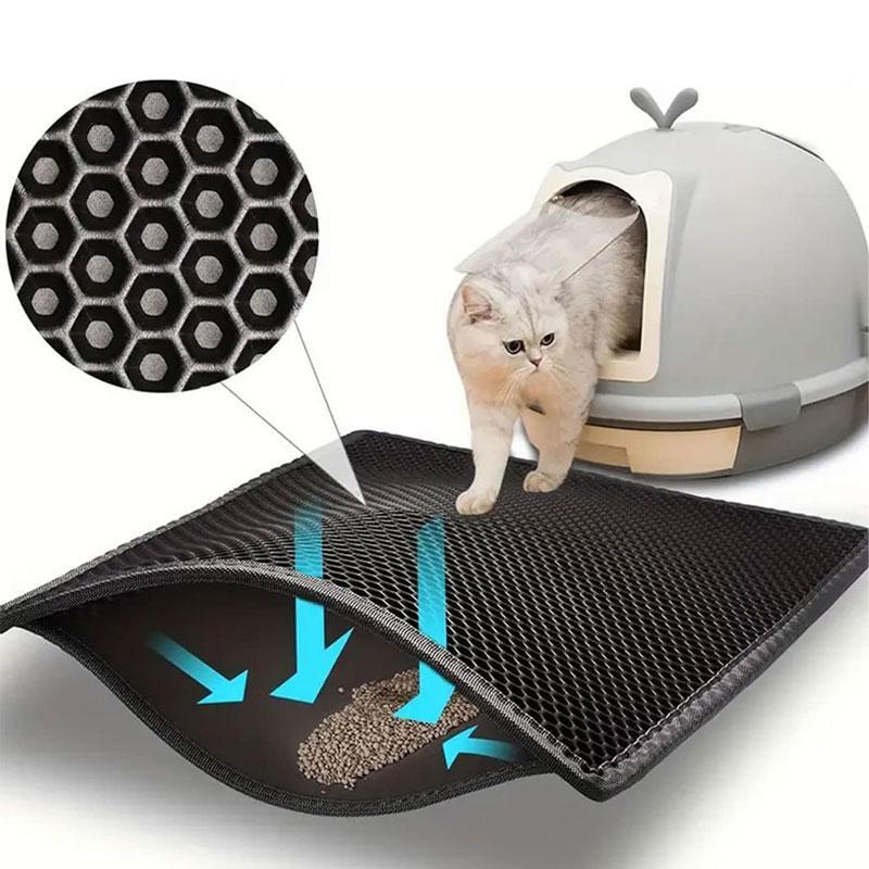 Waterproof Double Layer Cat Litter Mat - Traps Litter, Clean Pad, Cat Accessorie
