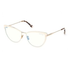 NEW Tom Ford FT5877-B 025 Ivory/Clear Blue Light Block 56mm Eyeglasses