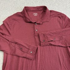 Untuckit Damaschino Diamond Birdseye Polo Shirt Mens XL Long Sleeve Cotton Red