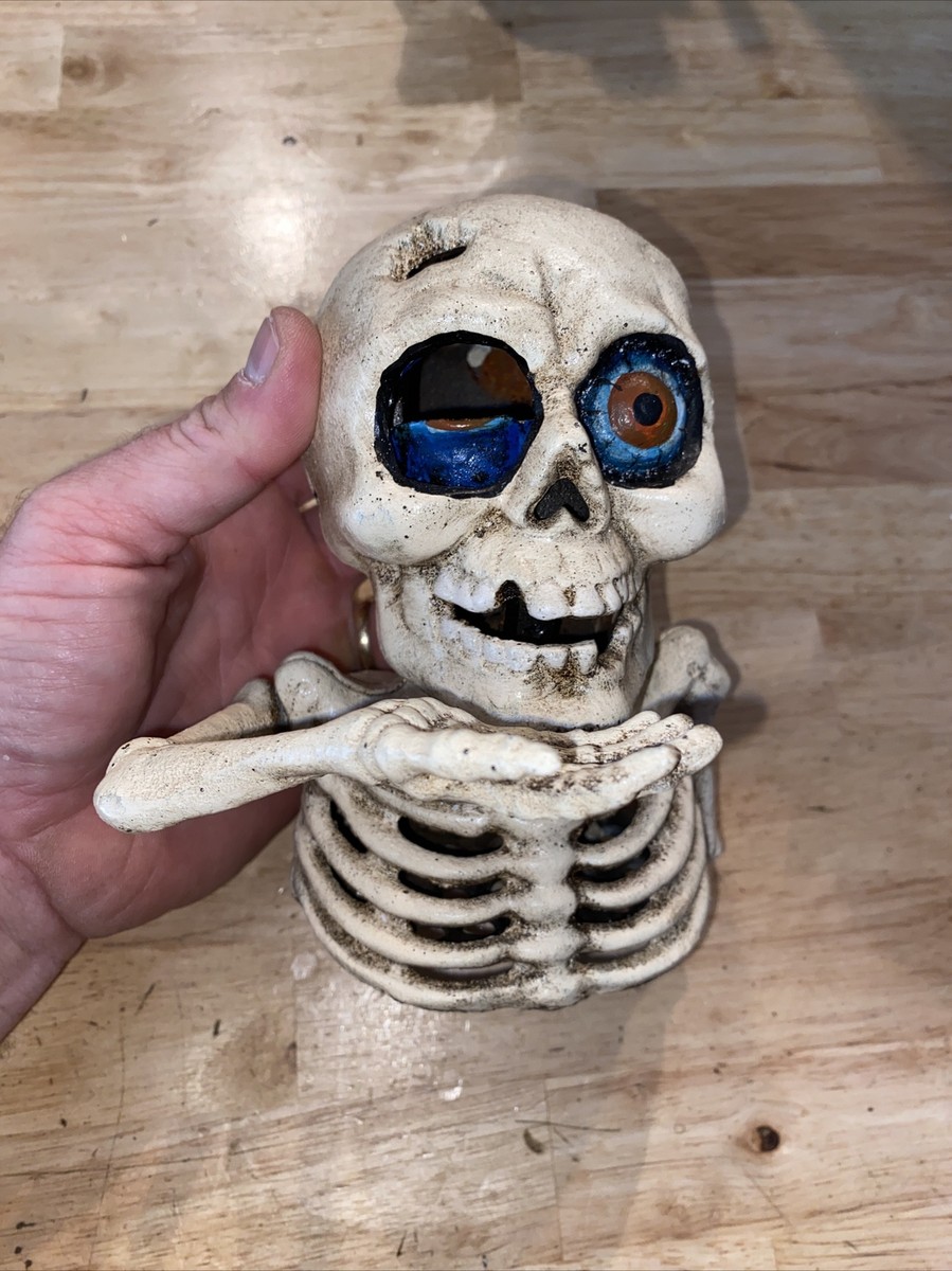 Skull Mechanical Piggy Bank Cast Iron Bone Collector 5+ LBS Patina