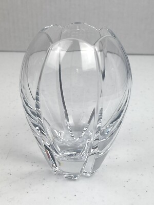 Miller Rogaska Slovenia Crystal Clear Tulip Vase 5  Tall Handcrafted Marked