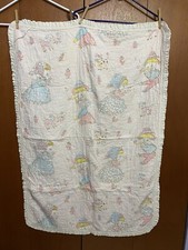Vintage Baby Quilt 32 x 44 Approx. Multi Color Ruffled Edging Girl Boy Animals