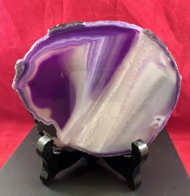 Large 134g Purple Agate Slice Geode Slab Stone Dyed 5  STAND NOT INCLUDED