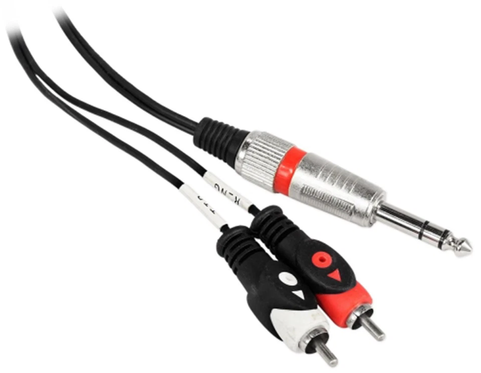 Cable Rockville RNRTR10 10' 1/4" TRS a Doble RCA 100% Cobre Transferencia de Señal Foto 2 de 4
