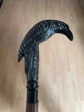 Rare Victorian RAVEN Handcrafted Walking Stick Cane-AL Black Steampunk Handle