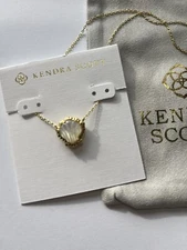 New Kendra Scott Brynne Shell Seashell Necklace White Ivory Mother Of Pearl Gold