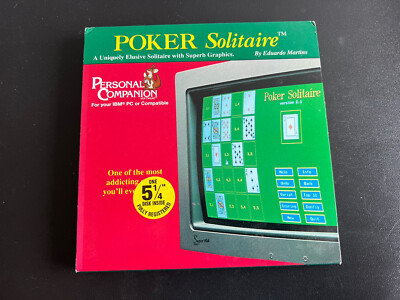 RETRO Poker Solitaire Video Game personal companion - IN THE BOX 5.25 FLOPPY IBM