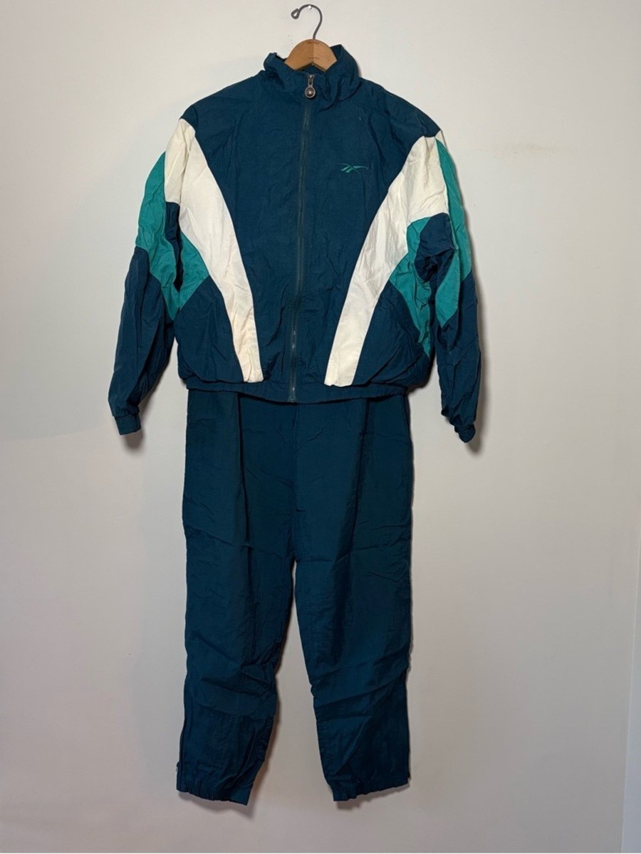 希少 90's 00's vintage OLD Reebok 上下セットアップ Vintage 90s REEBOK Tracksuit Set – Teal & Navy Colorblock