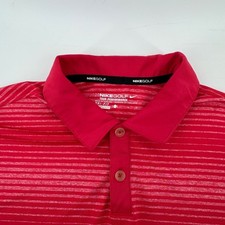Nike Golf Polo Shirt Mens Large Red Striped Dri-FIT Tour Performance Short Slv