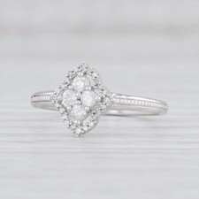 New 0.23ctw Diamond Halo Ring 10k White Gold Size 7 Cluster