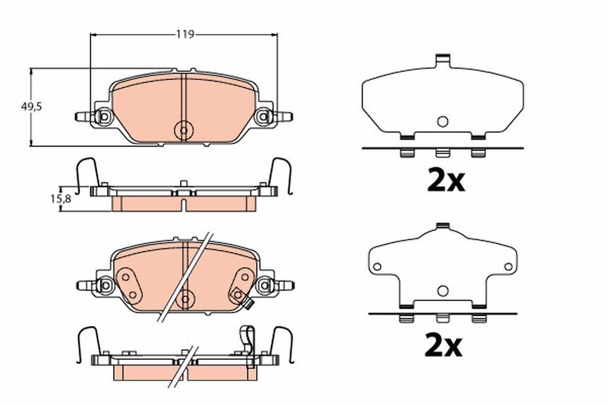 Rear TRW-OE GDB2217 Brake Pad Set, disc brake for HONDA