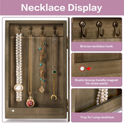 Jewelry Box Wood for Women, 5-Layer Large Organizer Box with Mirror & 4 Drawe... - Picture 5 of 7