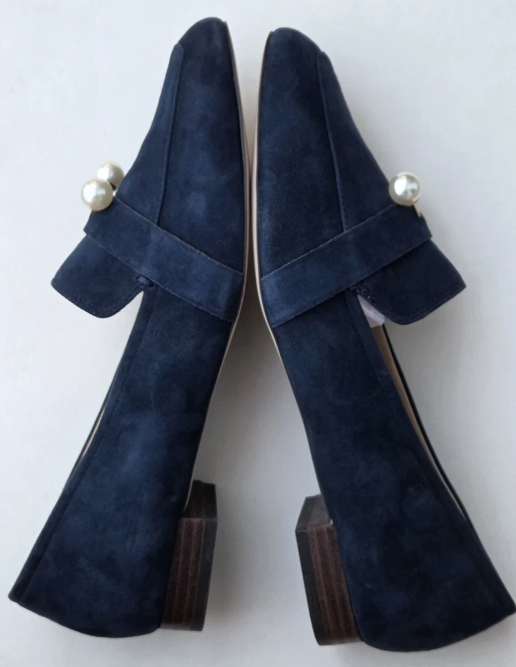 Sole Society Caspar Navy Suede Loafers with Pearl Detail – Women's Size 9 Shoes - Image 3 of 4