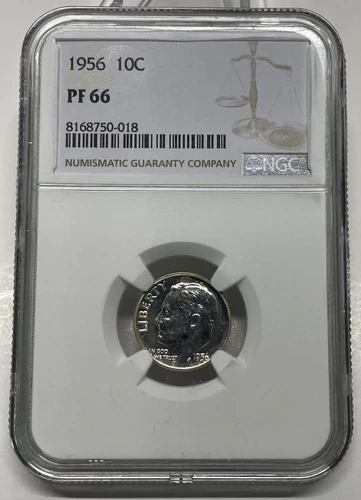1956 Roosevelt Dime 10c NGC PF 66