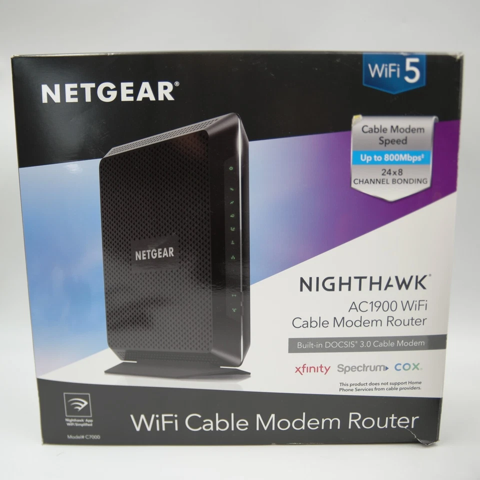 NETGEAR - Nighthawk AC1900 Router with DOCSIS 3.0 Cable Modem - Black. USED* - Image 3 of 4