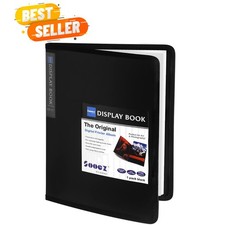 30-Pocket Binder with Plastic Sleeves 8.5x11 Black, Heavy Duty Art Portfolio ...