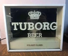 Vintage Tuborg Beer Lighted Fiber Optic Light Up Sign Works *Video* Advertising